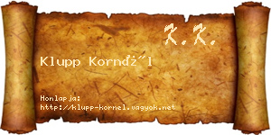 Klupp Kornél névjegykártya